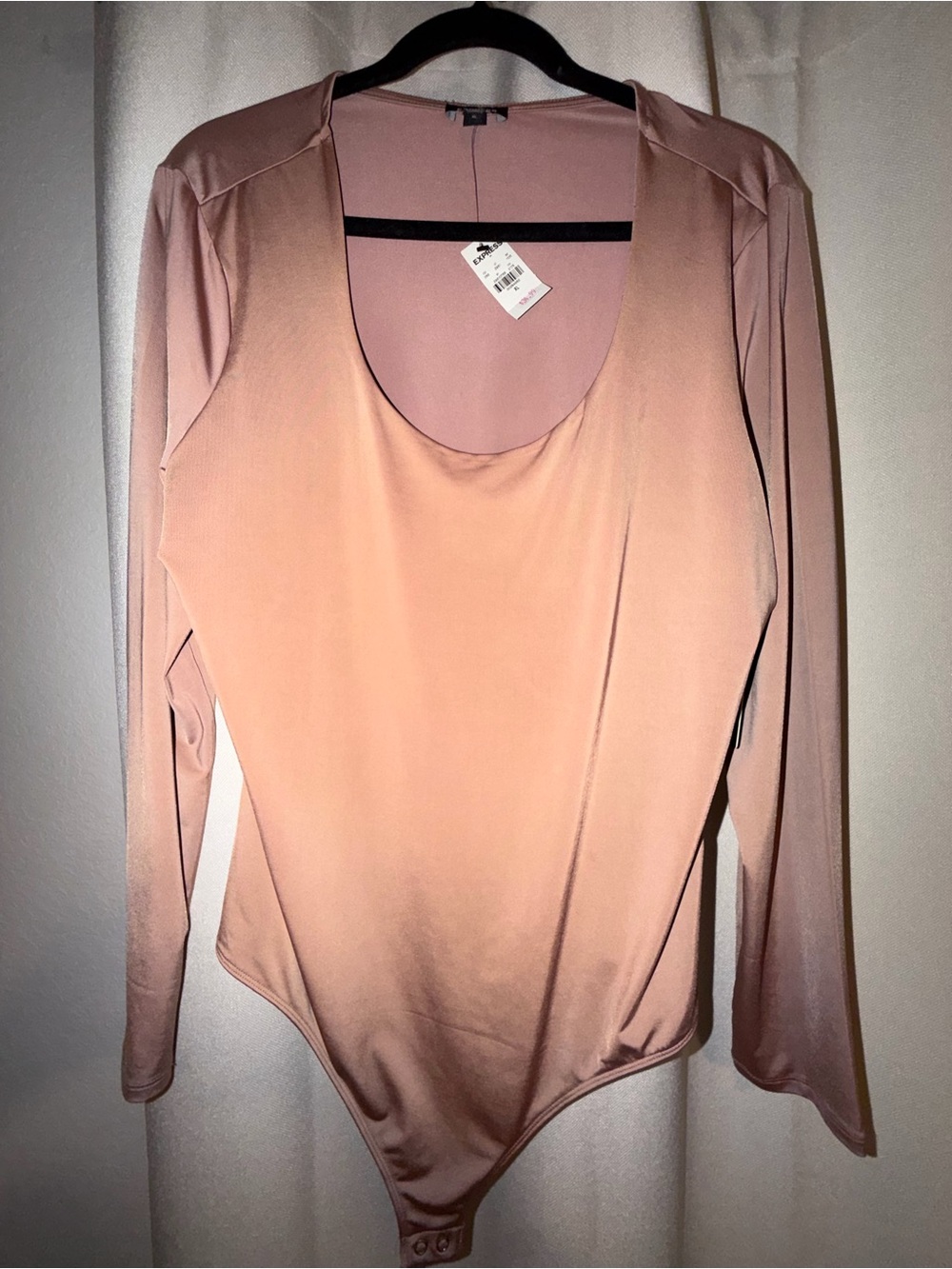 Express Long Sleeve Scoop Neck Bodysuit in Blush